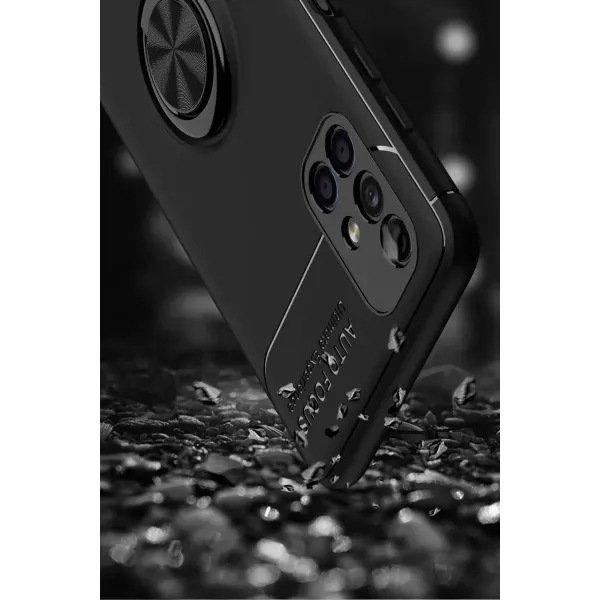 Samsung Galaxy M51 Kılıf Range Yüzüklü Silikon - Siyah-mavi