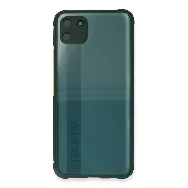Realme C11 Kılıf Miami Şeffaf Silikon - Koyu Yeşil