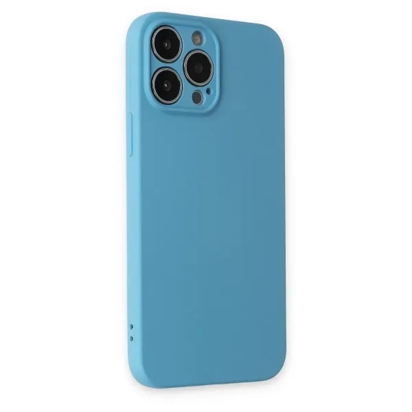 Apple İphone 13 Pro Kılıf Nano İçi Kadife Silikon - Mavi