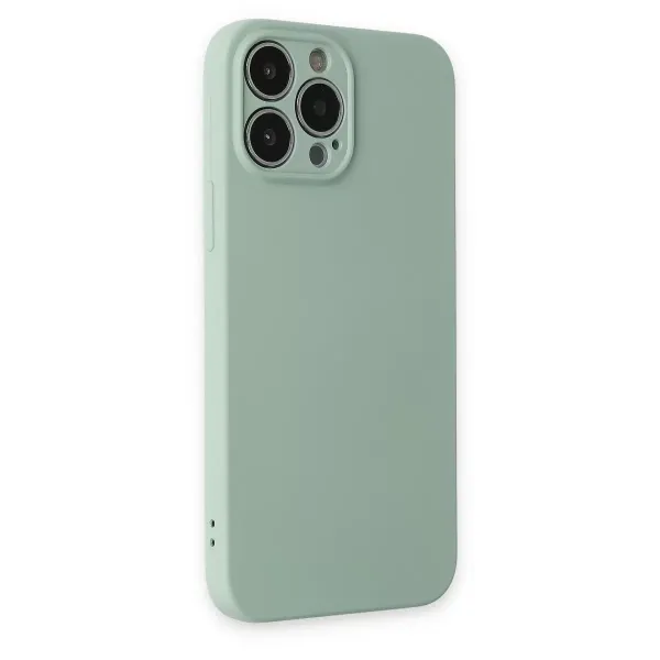 Apple İphone 13 Pro Kılıf Nano İçi Kadife Silikon - Su Yeşili