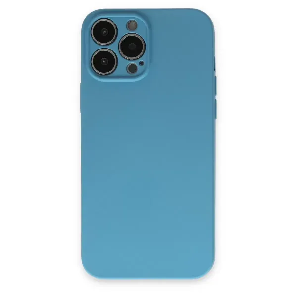Apple İphone 13 Pro Max Kılıf Nano İçi Kadife Silikon - Mavi