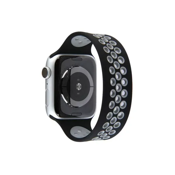 Apple Watch 38mm Ayarlı Delikli Silikon Kordon - Siyah-gri
