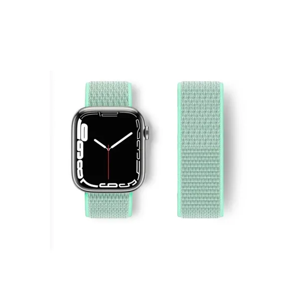 Apple Watch 42mm Hasırlı Cırtcırtlı Kordon - Turkuaz