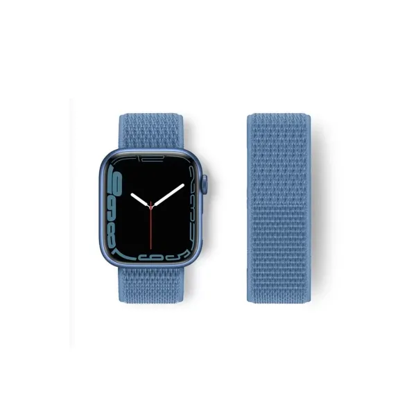 Apple Watch 42mm Hasırlı Cırtcırtlı Kordon - Mavi