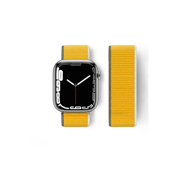 Apple Watch 42mm Hasırlı Cırtcırtlı Kordon - Sarı