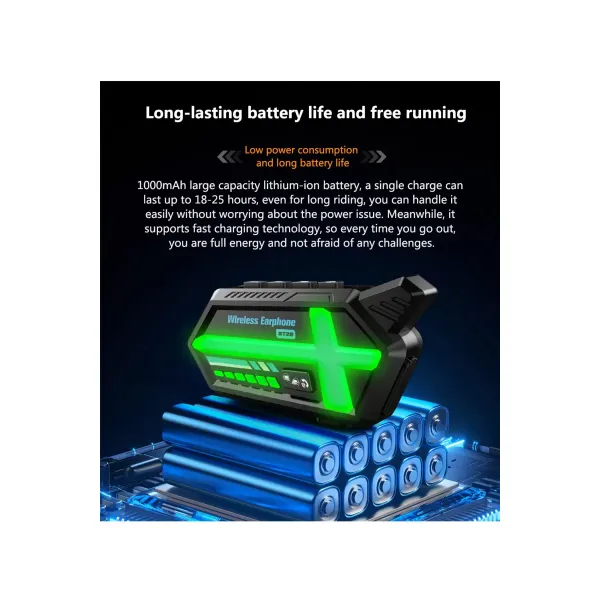 Bt26 Motosiklet Kask Kulaklık Bluetooth Rgb Işıklı 2 Eşleşme Özellikli 1000 Mah Intercom