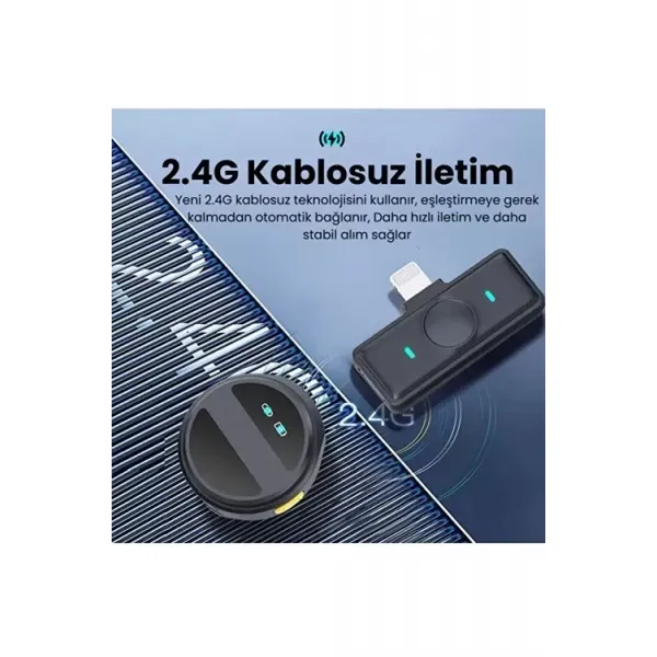 2 Adet Profesyonel Kablosuz Yaka Mikrofonu Lighting Uyumlu Manyetik Klipsli