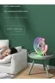 Masaüstü Vantilatör Usb Şarjlı Rgb Led Işıklı 3 Kademeli 180° Ayarlanabilir Soğutucu Fan Pembe