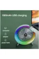 Masaüstü Vantilatör Usb Şarjlı Rgb Led Işıklı 3 Kademeli 180° Ayarlanabilir Soğutucu Fan Yeşil
