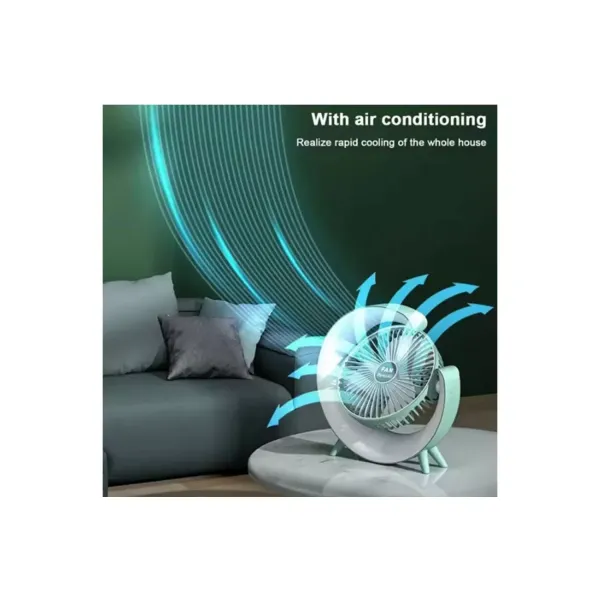 Masaüstü Vantilatör Usb Şarjlı Rgb Led Işıklı 3 Kademeli 180° Ayarlanabilir Soğutucu Fan Mavi