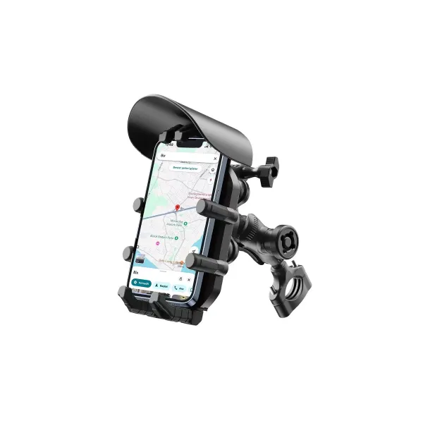 Gidon Bağlantılı Güneş Ve Yağmur Korumalı 360° Derece Ayarlanabilir Motosiklet Bisiklet Telefon Tutucu