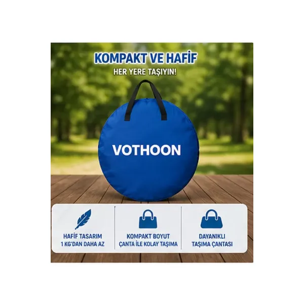 Otomatik Kabin Giyinme Çadırı 120x120x190 Cm Üst Havalandırma Yan Pencereli Duş & Wc Çadırı Mavi
