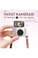 2k Mini Dijital Retro Video Kamera Flaşlı Dijital Vlog Mini Fotoğraf Makinesi Türkçe Menü Bej