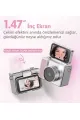 2k Mini Dijital Retro Video Kamera Flaşlı Dijital Vlog Mini Fotoğraf Makinesi Türkçe Menü Bej