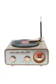 Metalik Nostaljik Tasarım Plak Çalar Görünümlü Radyolu Bluetooth Hoparlör Retro Müzik Plak