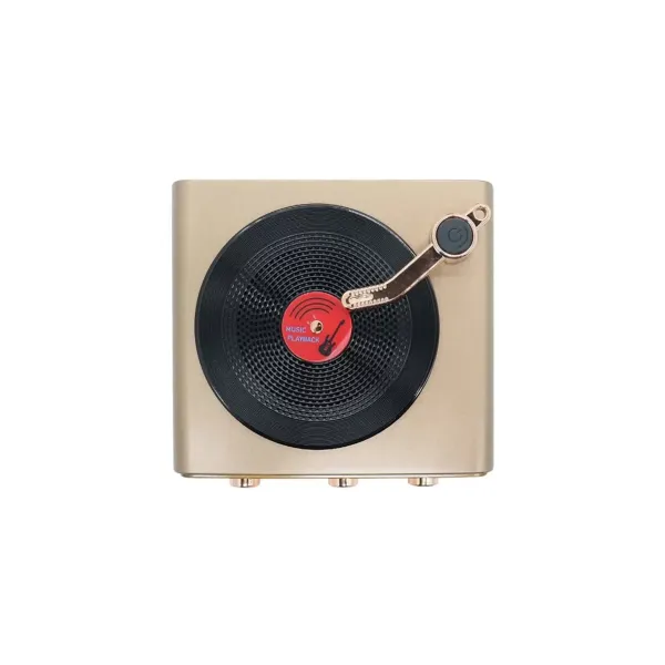 Metalik Nostaljik Tasarım Plak Çalar Görünümlü Radyolu Bluetooth Hoparlör Retro Müzik Plak