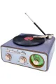 Metalik Nostaljik Tasarım Plak Çalar Görünümlü Radyolu Bluetooth Hoparlör Retro Müzik Plak