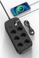 Termal Akım Korumalı 6’lü Priz 4x Usb 2x Type-c Çıkışlı Grup Priz Çoğaltıcı (3500w) Siyah