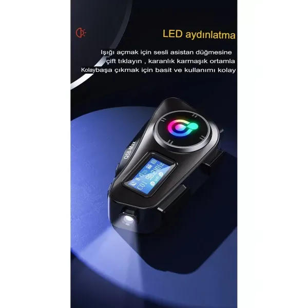 Q58-max Radyolu 2 Kişi Bağlantılı Bluetooth Kask Kulaklık Ekranlı Fenerli Müzik Ve Telsiz Intercom