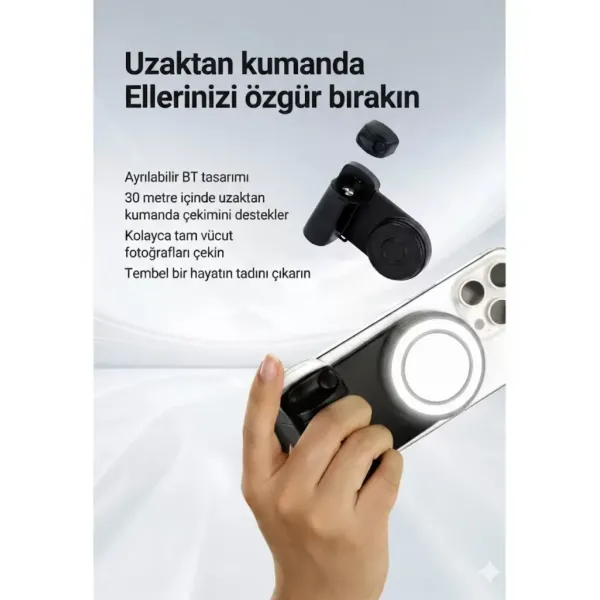 Bluetooth Manyetik Telefon Yapıştırma Kavrama Halka Dolgu Işığı İle Magsafe Selfie Klips