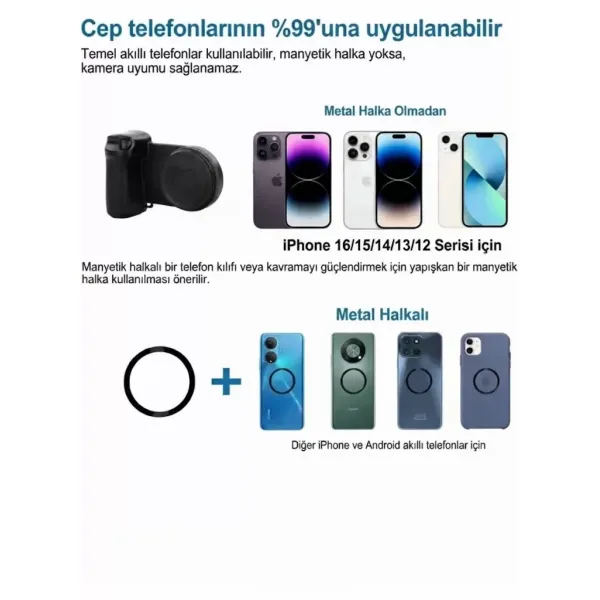 Bluetooth Manyetik Telefon Yapıştırma Kavrama Halka Dolgu Işığı İle Magsafe Selfie Klips