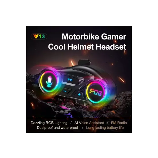 Y13 Motor Kask Kulaklık Rgb Modlu Radyolu Motosiklet Kulaklık 5.3 Bluetooth Intercom