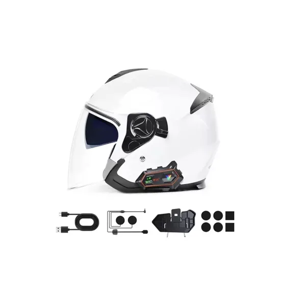 Y20 2x 1000m Telsiz Mesafeli 2 Kişi Bağlantılı Bluetooth Kask Kulaklık Fenerli İntercom