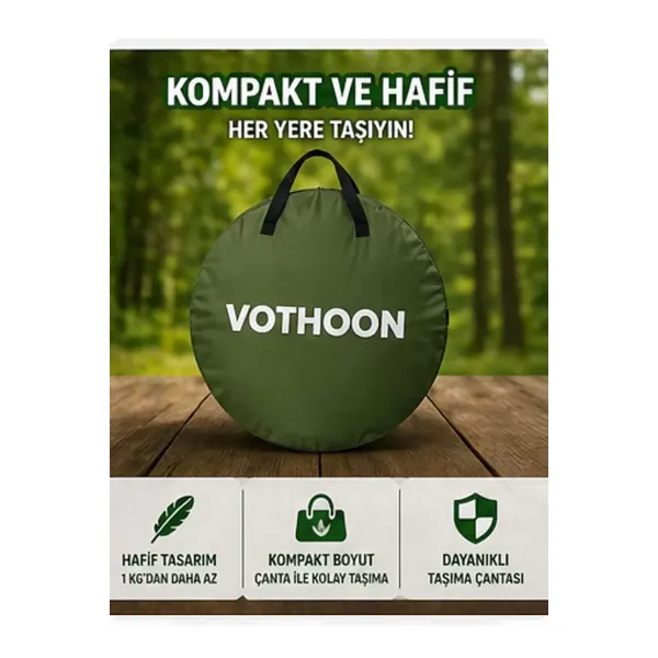 Otomatik Kabin Giyinme Çadırı 120x120x190 Cm Üst Havalandırma Yan Pencereli Duş & Wc Çadırı