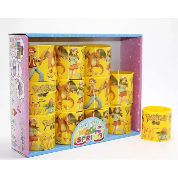 Pokemon Baskılı Stres Yayı - Sarı Plastik Nostaljik Oyuncak 12'li Seti Alk3984