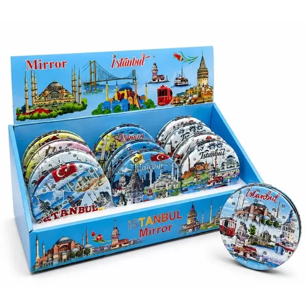 Taşlı İstanbul Temalı İnce El Aynası Alk5819