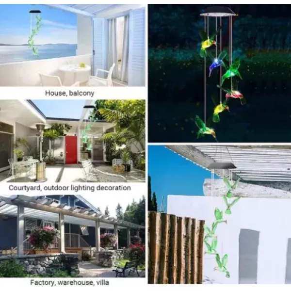 Solar Led Işıklı Kuşlu Bahçe Dekoru 6 Ledli,renkli Işık