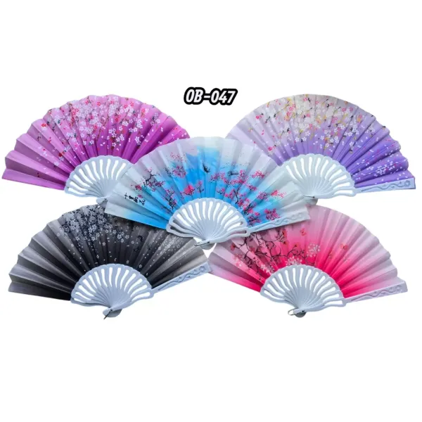 Plastik Kumaş Yelpaze 12'li Karışık Ob-047
