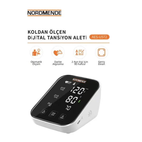 Türkçe Konuşan Şarjlı Dijital Tansiyon Aleti | Büyük Lcd Ekran, Otomatik Kol Tipi, Hafızalı