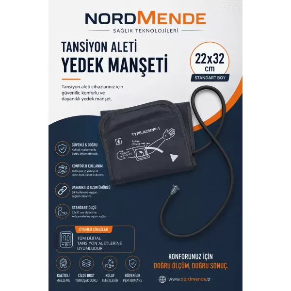 Dijital Tansiyon Aleti Manşeti 22-32 Cm Evrensel Yedek Kol Manşeti Tüm Dijital Tansiyon Aletleri İle Uyumlu Dijital Tansiyon Aleti Manşeti 22-32 Cm Evrensel Yedek