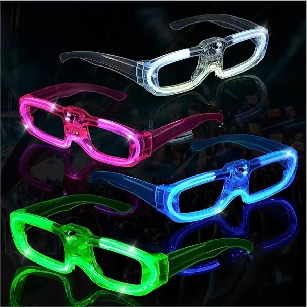 Beyaz Led Işıklı Parti Gözlüğü 3 Modlu – Glow  Gece Eğlence Gözlüğü