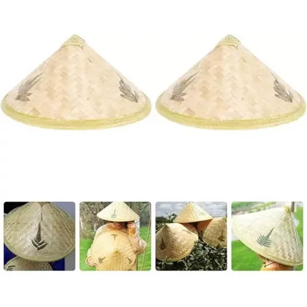 Naturel Renk Cambodia Kamboçyalı Vietnam Şapkası Pvc Hasır