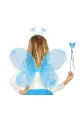 Mavi Kelebek Erkek-kız Seti – 50 Cm Kelebek Kanadı, Taç Ve Asa