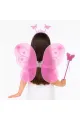 Pembe Kelebek Kız Seti – 50 Cm Kelebek Kanadı, Taç Ve Asa