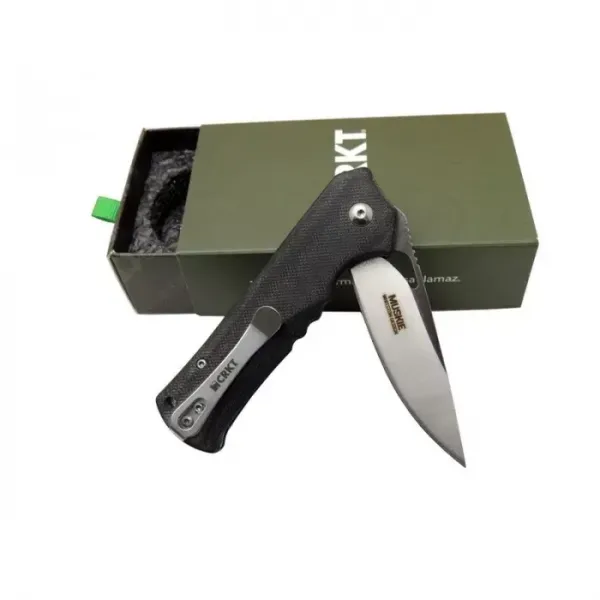 Crkt Muskie 202 Bk Siyah Kamp / Outdoor Çakı 18 Cm - Yarı Otomatik, Kemerlikli, Kutulu
