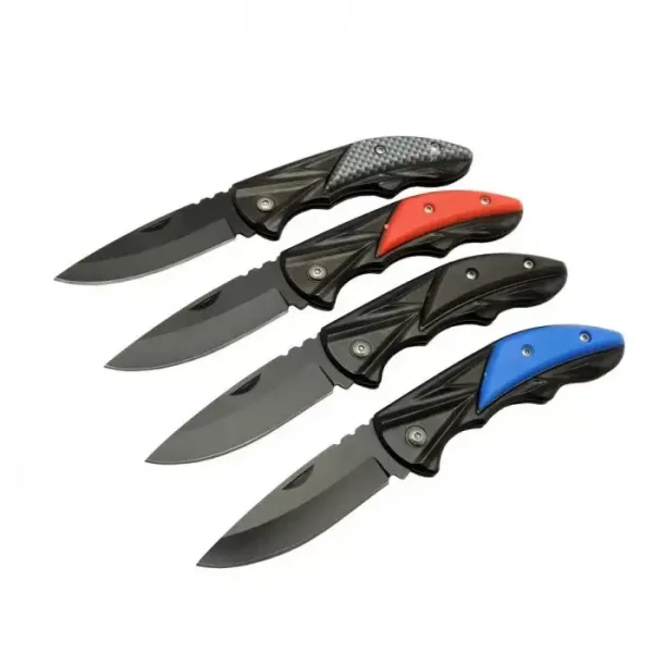 Klipsli 4 Lü Set Metal  16 Cm Kamp / Outdoor Çakı  - Yarı Otomatik, Kemerlikli, Kutulu