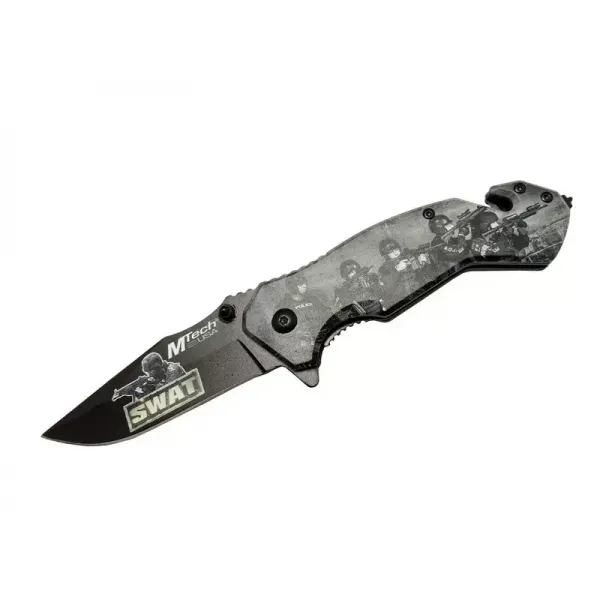 4 23 6 Swat Kurtarma / Kamp Çakı 20cm - Yarı Otomatik, Kemerlikli, Cam Kırma Ve İp Kesme Aparatlı