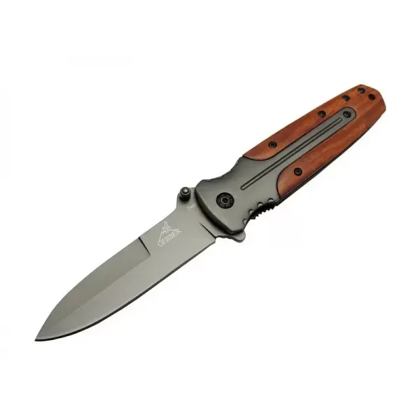 Gb Da59 Avcı Tip Kamp Çakısı 21 Cm - Metal Ampampamp Ahşap Sap, Kemerlikli