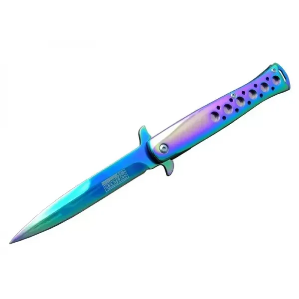 Tac-force 1111-d Titanyum Gökkuşağı Kamp Çakı 23 Cm - Metal Sap, Yarı Otomatik