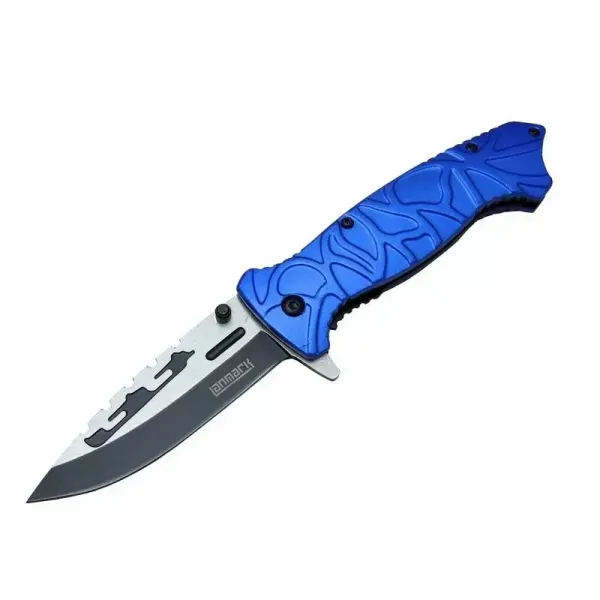 M30b Tırtıklı Kamp Çakı 21 Cm - Plastik Sap, Otomatik, Kemerlikli