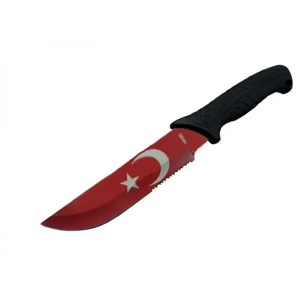 Ayyıldız Mf032 Rd Kırmızı Av Bıçağı 31cm - Testere Detaylı Bıçak, Kılıflı, Plastik Sap