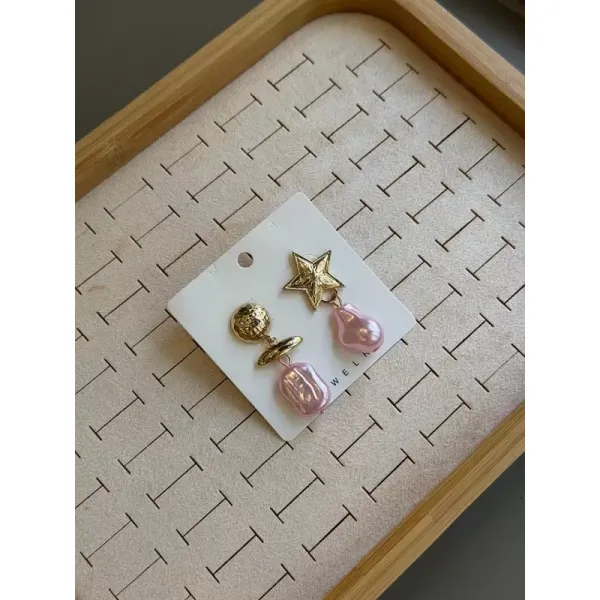 Taşlı Küpe - Pembe