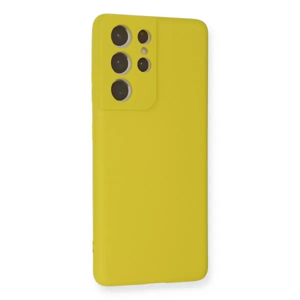 Samsung Galaxy S21 Ultra Kılıf Nano İçi Kadife Silikon - Sarı
