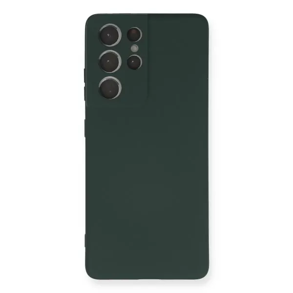 Samsung Galaxy S21 Ultra Kılıf Nano İçi Kadife Silikon - Koyu Yeşil