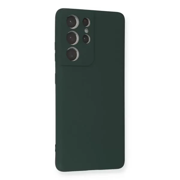 Samsung Galaxy S21 Ultra Kılıf Nano İçi Kadife Silikon - Koyu Yeşil