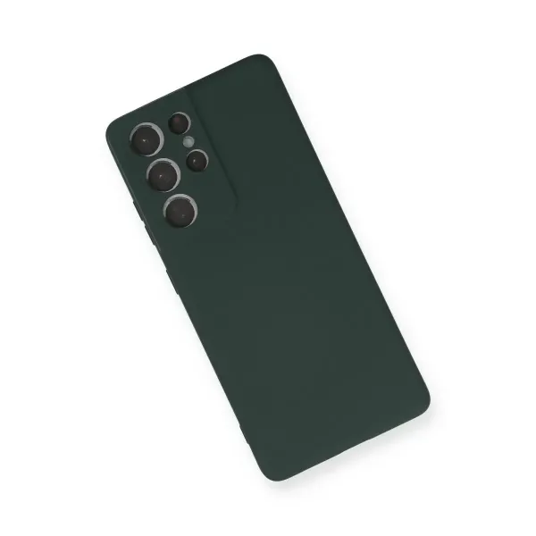 Samsung Galaxy S21 Ultra Kılıf Nano İçi Kadife Silikon - Koyu Yeşil